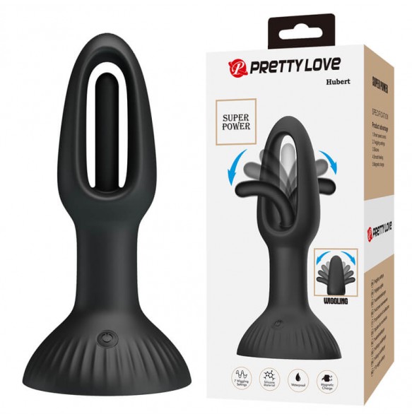 Pretty Love - Hubert Twisting Anal Plug (Chargeable - Black)
